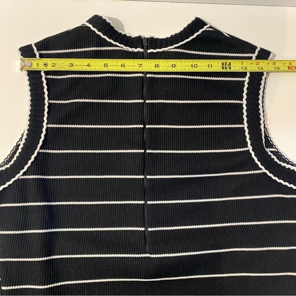 Vintage Knits by Magda Black White Striped Cowl Neck Textured Sleeveless Top - Picture 7 of 7